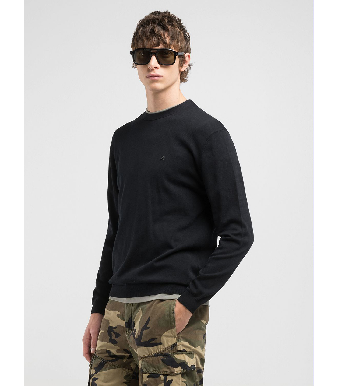 コットンクルーネックセーター 詳細画像 ブラック 2